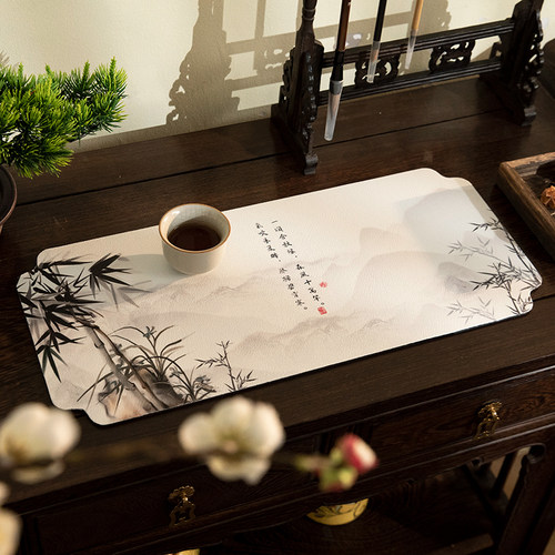 锦绣山水茶文化吸水茶席隔热矽藻泥茶垫中式高端国风泡茶防滑杯垫