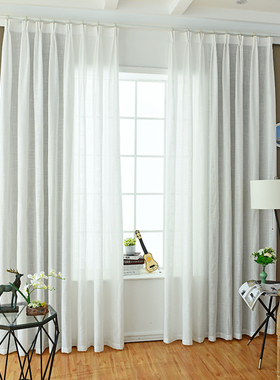 silence白纱帘窗纱透光飘窗卧室客厅落地窗装饰加厚十字麻纱窗帘
