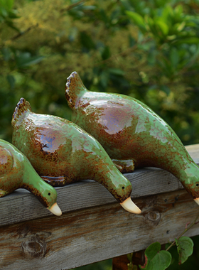 入户花园装饰吸水鸭 陶瓷家居饰品创意隔板鸭 客厅电视柜背景摆件