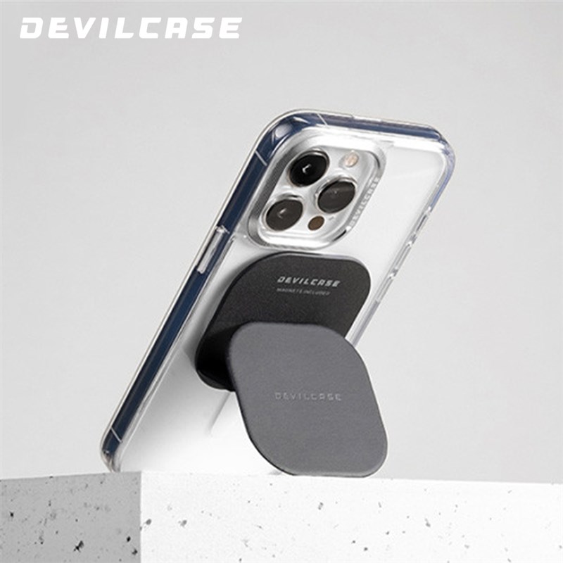 台湾DEVILCASE磁吸手持支架折叠指扣创意双面强磁皮革桌面通用架