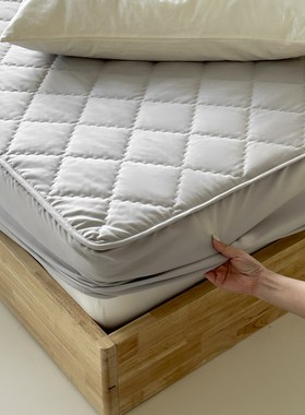 夹棉牀笠牀垫灰色保护套全棉席梦思褥子套防尿垫全包防尘1Y.5m1.8