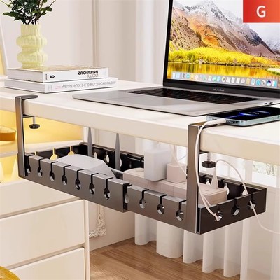 免打孔电a源线架槽桌下理线器线路整理盒电线插座收纳桌面走线神