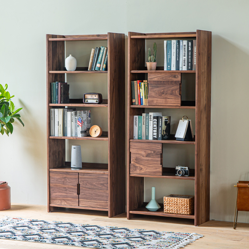 梦天然北美黑胡桃木实木书架书柜隔断柜多宝阁原木落地全实木儿童