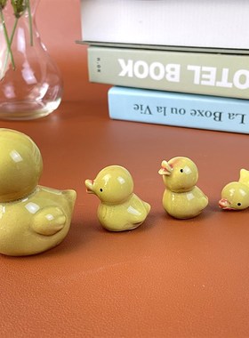 创意鱼缸造景装饰工艺品陶瓷小动物可爱卡通小鸭子青蛙儿童房摆件