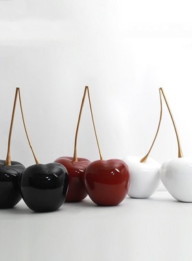欧式现代创意家居装饰仿真大樱桃水果摆件客厅玄关软装工艺品摆设