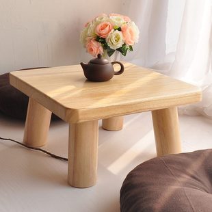 包邮 迷你小茶几实木正方形榻榻米桌 简约子飘窗桌家用小桌子小方桌