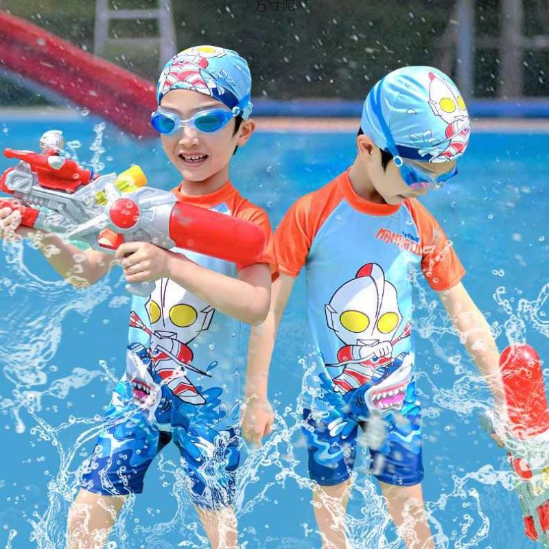2025新款新款男童泳衣泳衣裤三件套宝宝夏季洋气小男孩泳衣套装厂