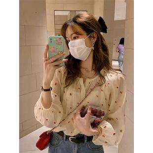 新款 刺绣法式 2025新款 灯笼袖 小清新 高级感冰丝雪纺衬衫 女夏防晒衫