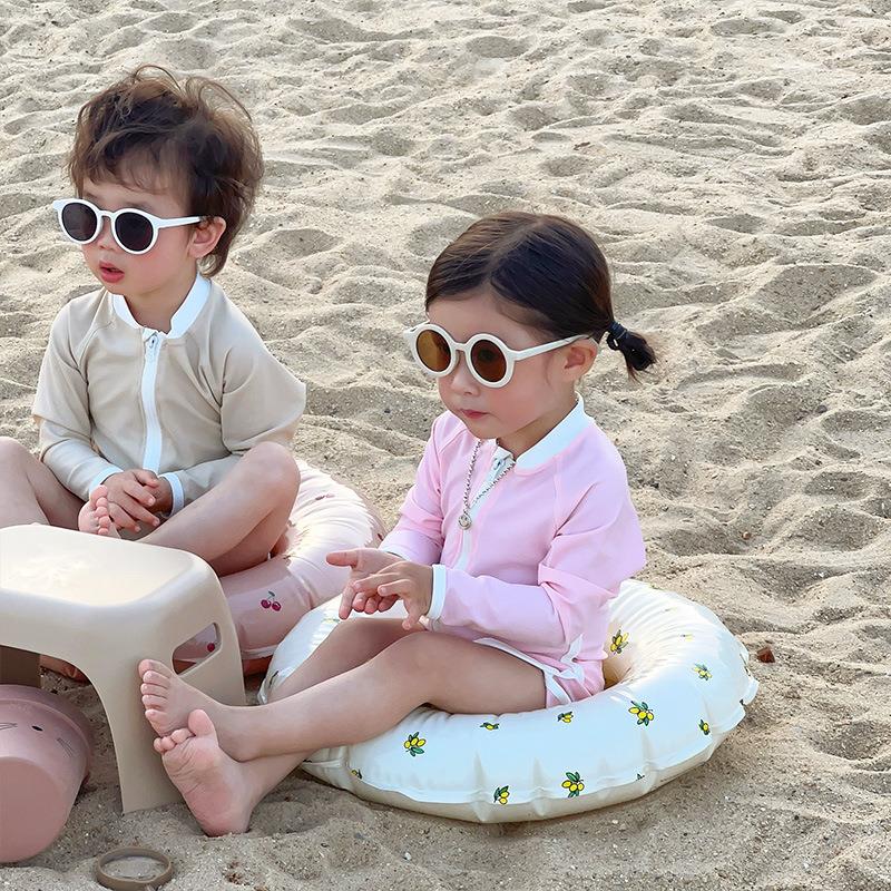 2025新款新款韩国儿童泳衣女童连体长袖防晒泳装ins男童婴幼儿高