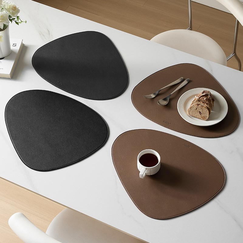 米立风物不规则椭圆皮革餐垫防水防油垫子隔热餐桌垫加厚防烫碗垫