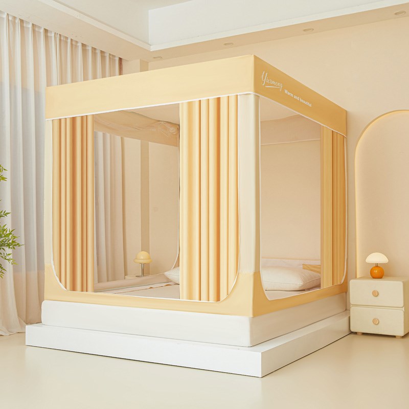 蚊帐家用2025新款遮光床帘一体式135x190卧室1米35床防摔2米x2米