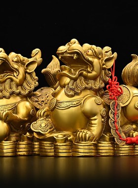 铜貔貅摆件一对招財聚财办公室桌面工艺装饰皮丘店铺公司开业礼品