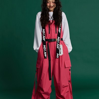 NO1NW双飘带背带裤宽松单双板防水加绒男女多巴胺