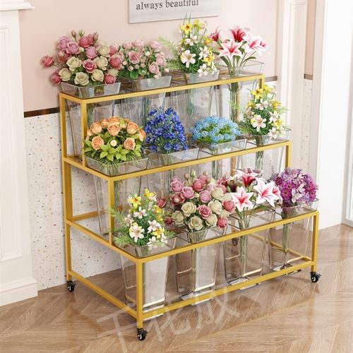 简约大号白色透明桶铁艺花架欧式可移动多层阶梯花桶架假花鲜花花