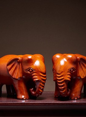 花梨木雕大象摆件一对实木大号象吸水象家居客厅店铺开业前台装饰