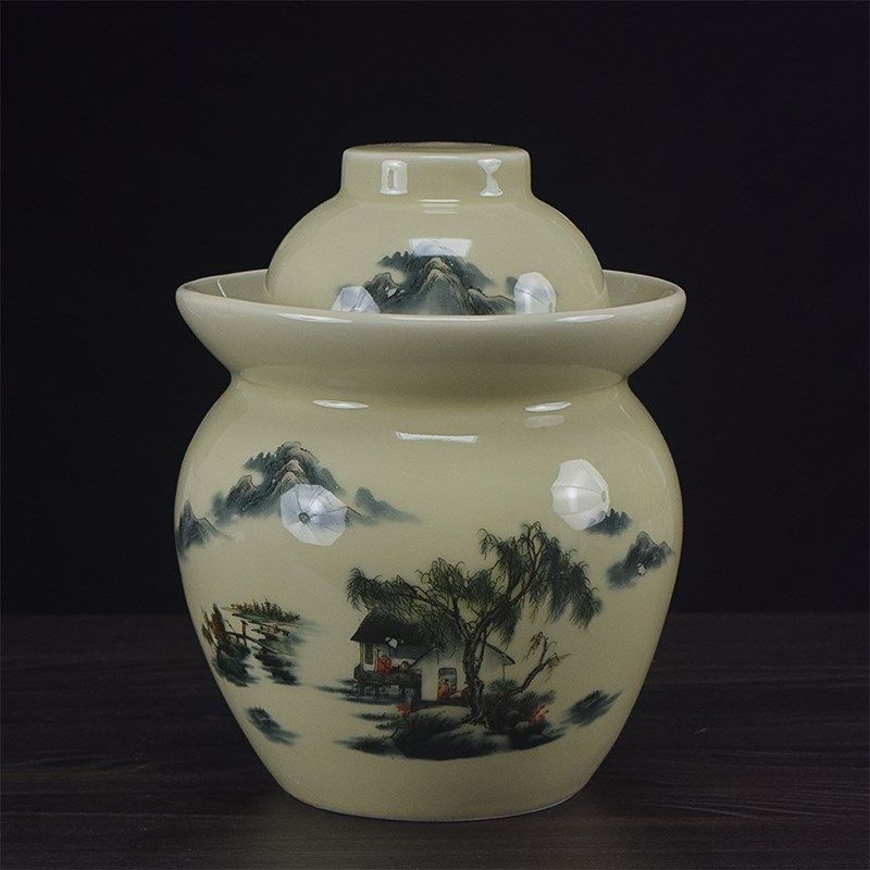 陶瓷家用泡菜罐带内盖加水密封腌酸菜坛子储存五谷杂粮果酱密封罐
