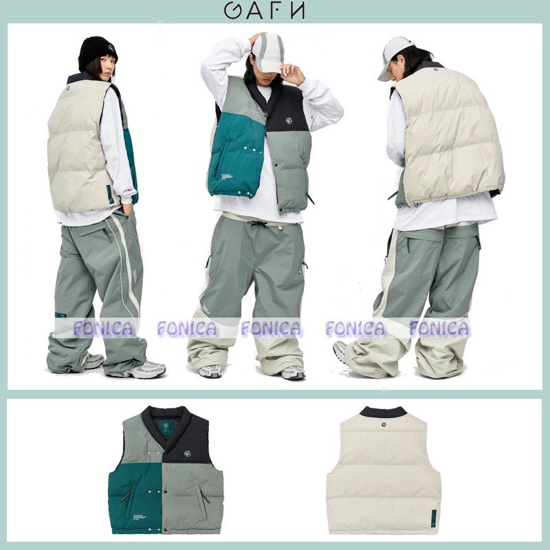 2324GAFH韩国滑雪服马甲男女款单板双板保暖耐磨防水开衫儿乳白色