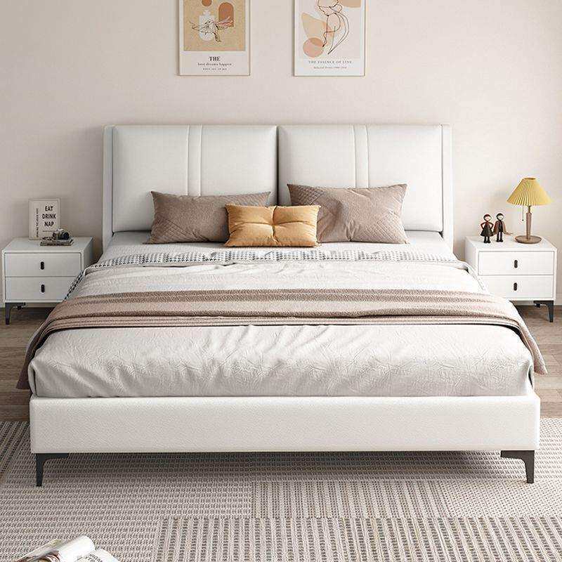 实木床科技布皮艺床双人家用高档婚床出租房经济型次卧床