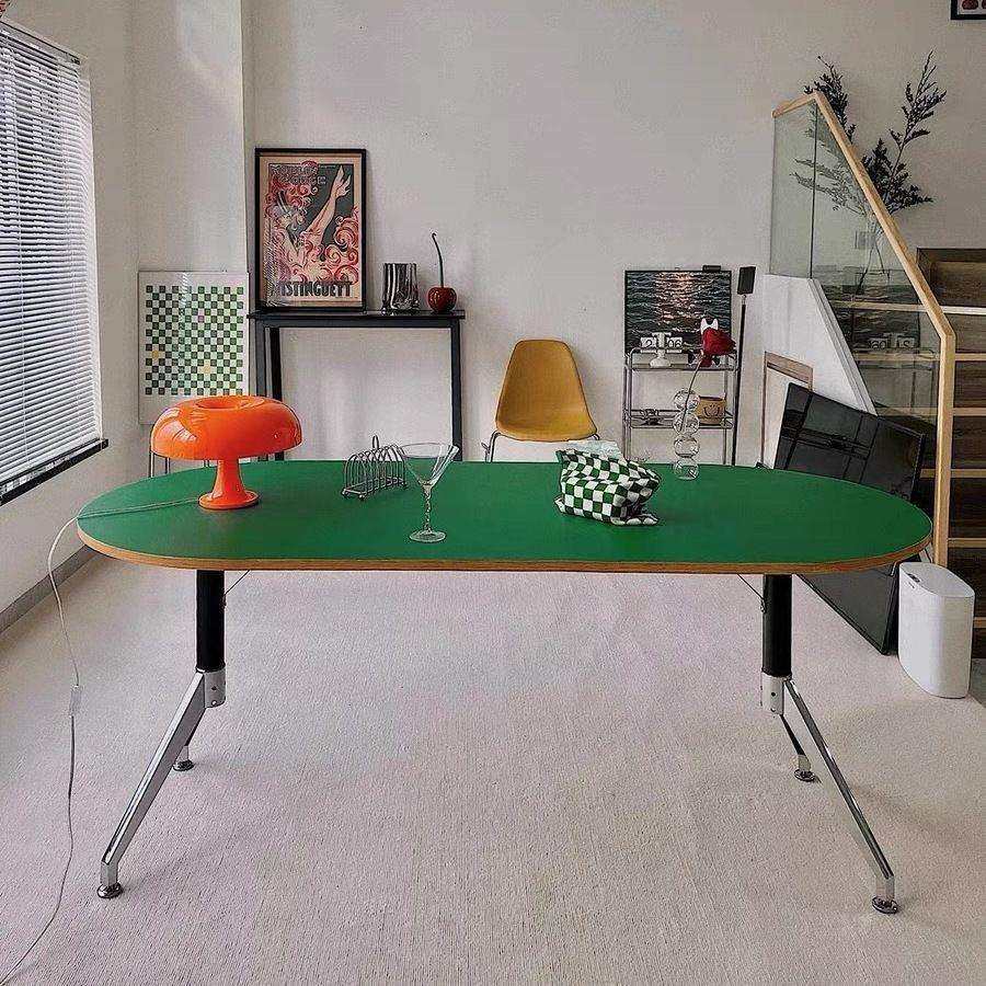 电脑桌台式简约家用书桌餐桌现代轻奢办公洽谈桌椭圆会议桌工作台