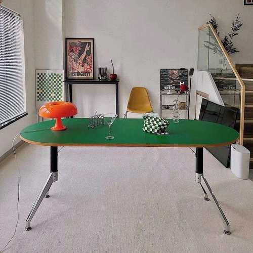 电脑桌台式简约家用书桌餐桌现代轻奢办公洽谈桌椭圆会议桌工作台