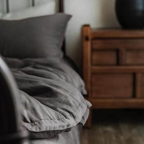 做旧80支绒感兰精天丝小宽边四件套被套床单凉感丝滑床上用品