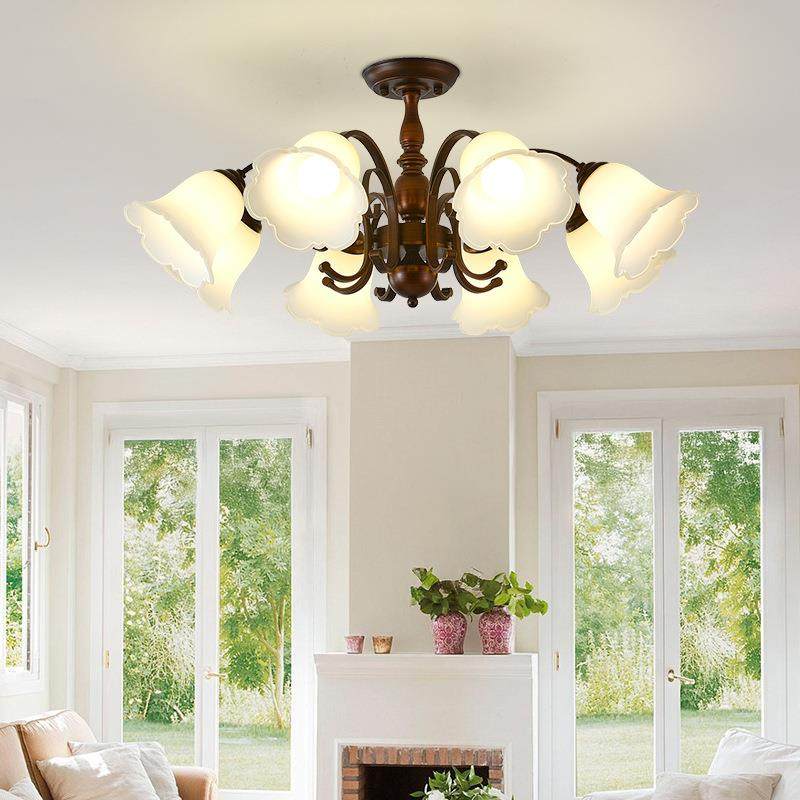 美式吸顶灯客厅灯大气卧室灯中古乡村现代简约房间主卧长方形灯具