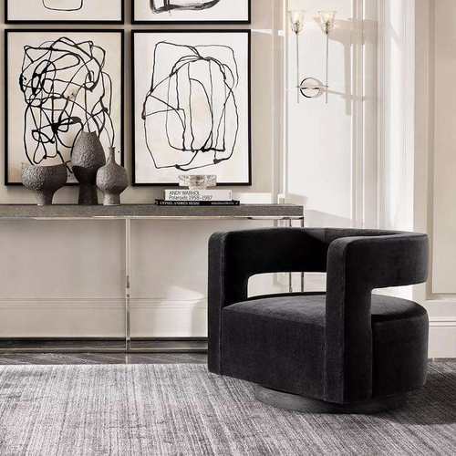 美式复古卧室家用休闲椅现代简约轻奢白色亚麻布艺单人洽谈沙发椅