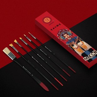 黄正极水粉笔8支6支套装国朝水粉丙烯油画扇形勾线猪鬃尼龙4S单支