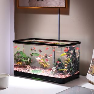 桌面金鱼缸鱼缸水族箱透明塑料客厅阳台家用造景中小型水草生态缸