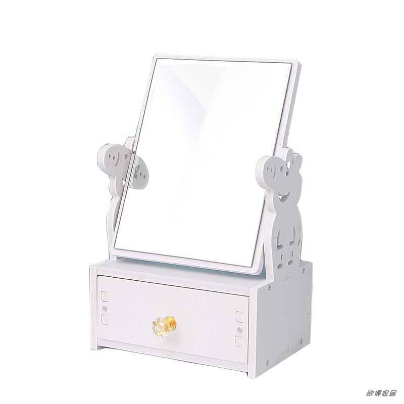 化妆镜台式桌面网红梳妆镜卧室女学生宿舍寝室可爱加厚高清小镜子