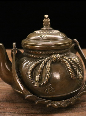 纯铜茶壶龙龟壶梅花壶摆件家居 酒柜 茶桌 桌面装饰品送礼