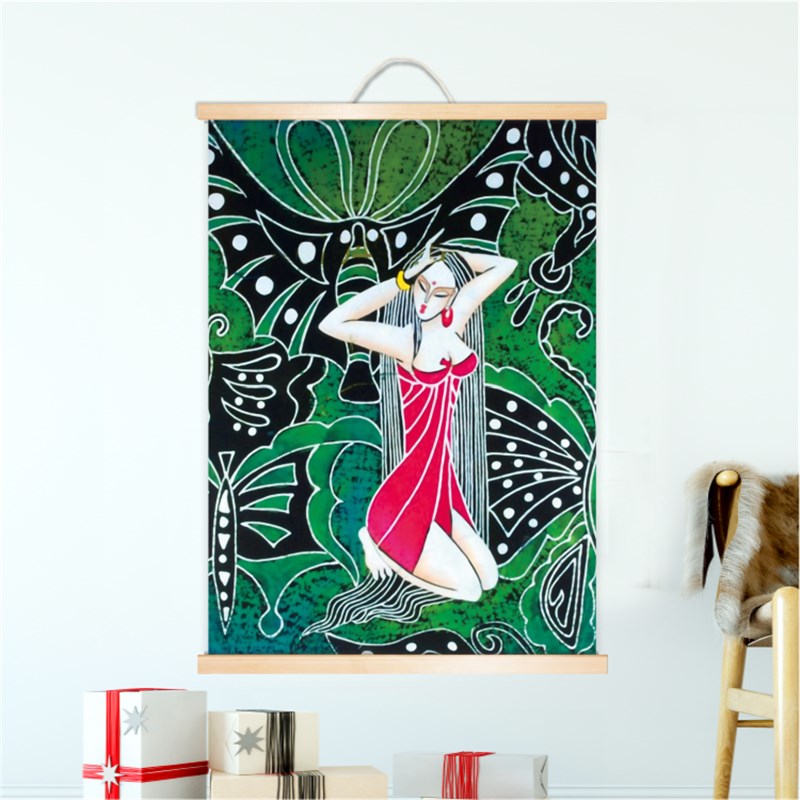 美女少数民族艺术挂画蜡染装饰画苗族人物饭店酒店民宿创意装饰墙图片