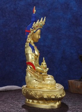 长寿佛佛像摆件纯铜全鎏金藏传密宗居家佛台供奉5寸7寸10无量寿佛