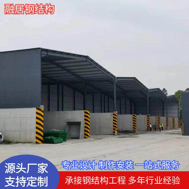 钢筋大棚轻钢结构棚工地彩钢瓦棚临时砂石料棚菜市场弧形圆弧钢棚