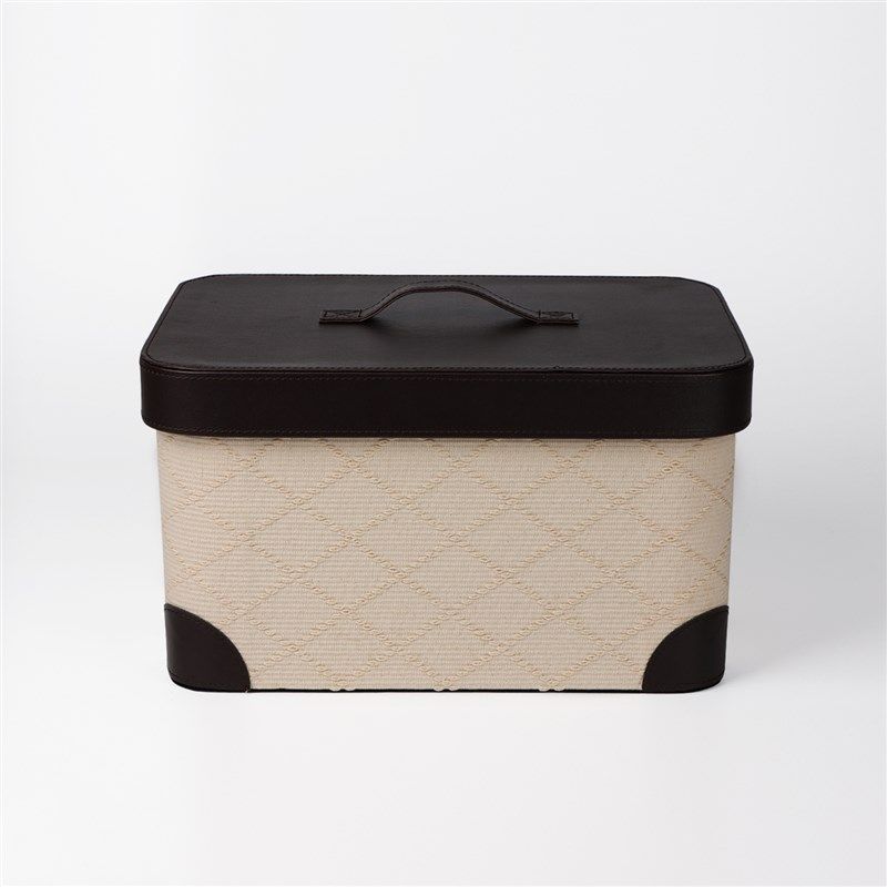 高档提花纹脏衣篓收纳篮带盖收纳箱盒子整理储物盒收纳筐皮革装饰