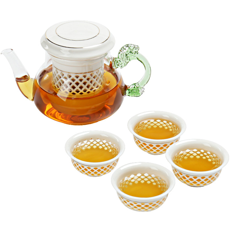 加厚耐热玻璃茶壶茶具套装 陶瓷过滤内胆花红茶玲珑杯功夫冲泡器