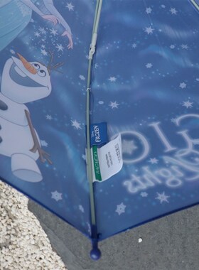 迪4尼冰雪公主蓝色雪宝宝女孩子纤维骨安全式20寸小学生儿童雨伞