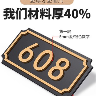 亚克力门牌号码 饰住 牌定制家用数字门贴创意宿舍个性 高档入户门装