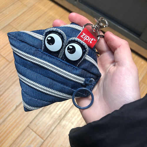 新ZIPIT零钱袋卡通怪兽牛仔拉链包创意礼物挂饰耳机钥匙包小挂包S
