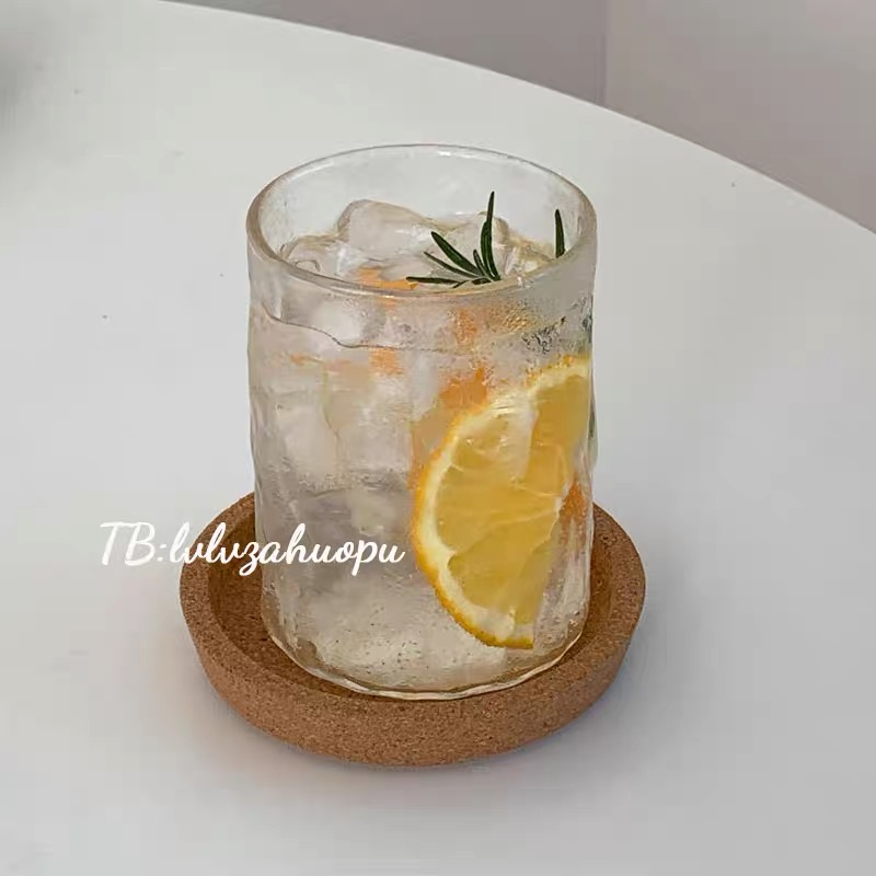 日式简约锤目纹玻璃水杯子耐热牛奶咖啡杯拿铁杯家用威士忌洋酒杯