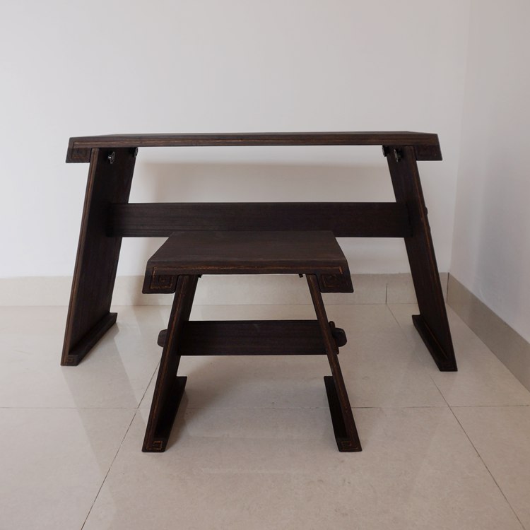 拆卸古琴桌凳复古组装泡桐木专业仿古桌深色便携式共鸣箱国学桌