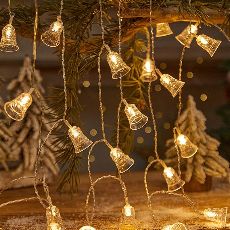 发光铃铛灯串圣诞节装饰品圣诞树挂件家用高级感拍照道具带灯创意