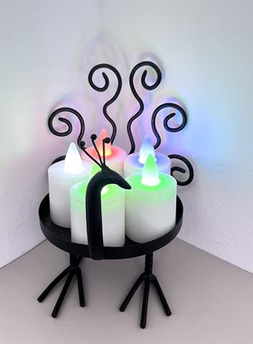 传达情感!强化氛围!复古怀旧铁艺烛台金属动物造型摆件桌面装饰