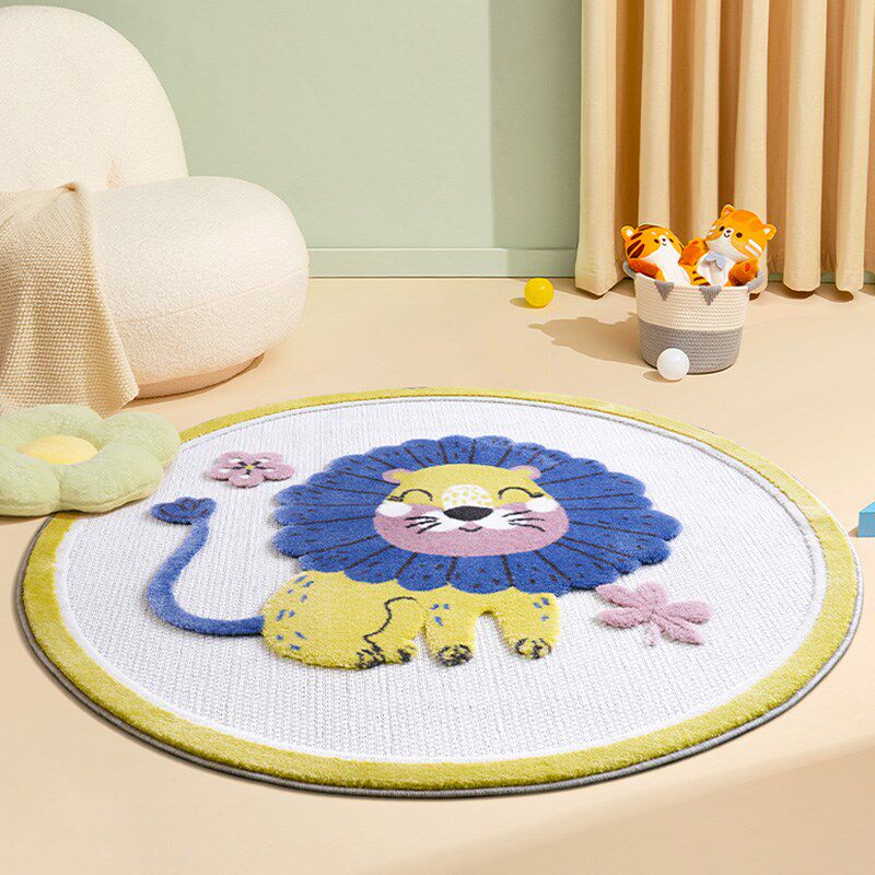大江圆形地毯儿童卧室房间床边毯卡通阅读区学习桌椅下衣帽间地垫