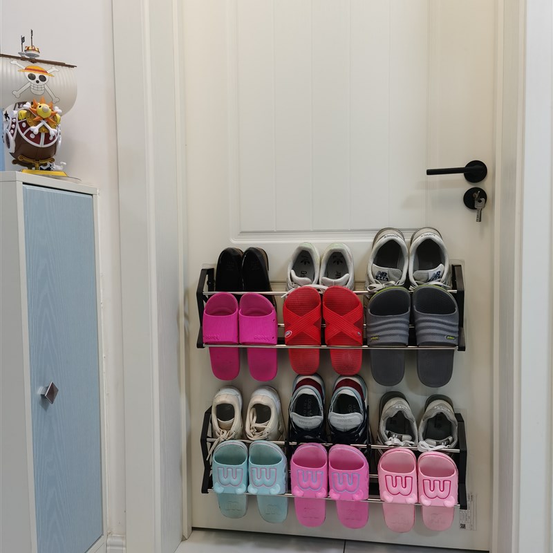 省空间夹缝小户型收纳磁性置物简易宿舍家用经济型门上鞋架拖鞋架