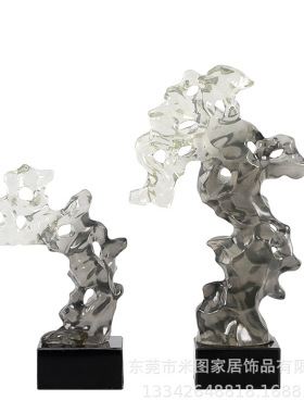 新中式雕塑摆件创意酒店样板房大堂展厅玄关装饰品别墅会所售楼处