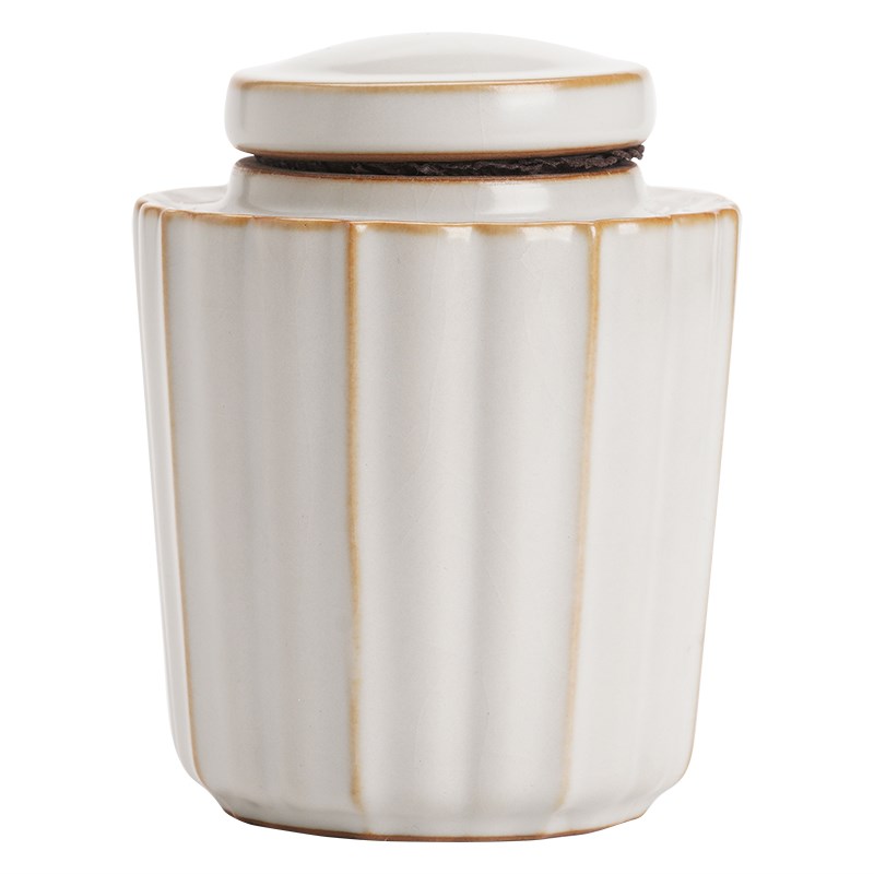 柏韵邱卫国汝窑八面玲珑茶叶罐防潮陶瓷罐密封罐储物罐防霉冰裂纹