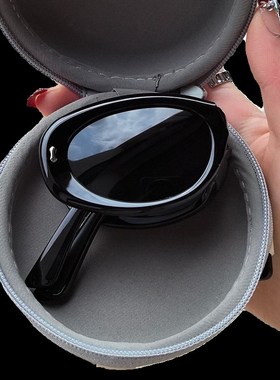 白色框猫眼复古偏光墨镜女2025新款级感显脸小可折叠收纳方圆脸