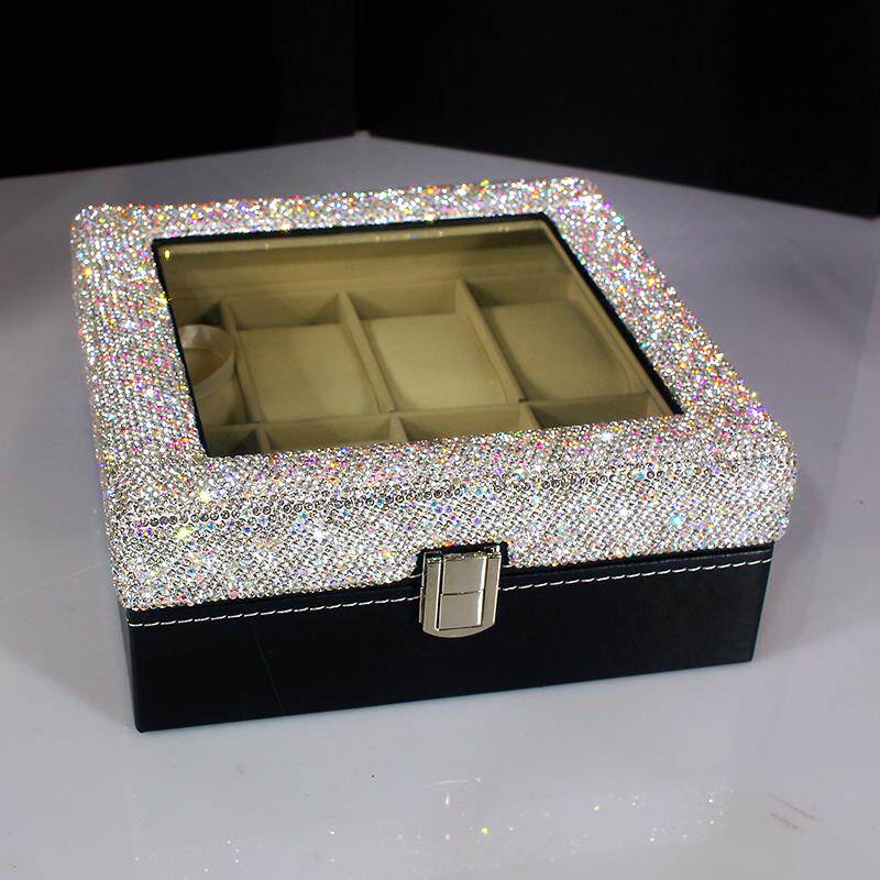 镶钻表盒手表收纳盒腕表展示盒手表盒高档装表首饰盒手饰盒子家用