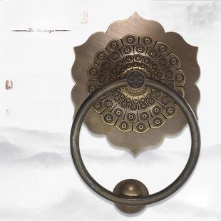 中国古董门把手铜门环老式黄铜覆古黄铜实木门铜门把手装饰拉环